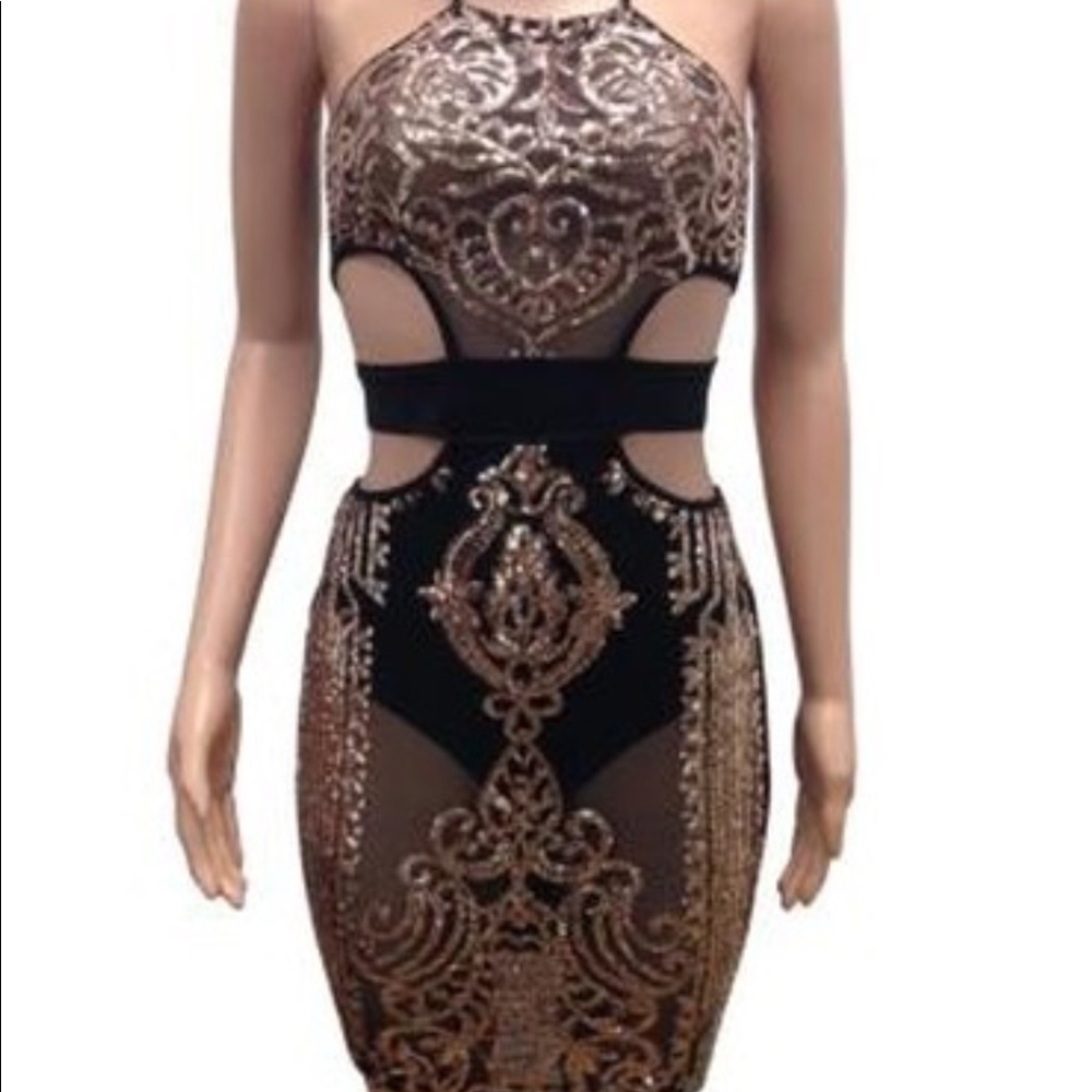 Rose gold and black dress
